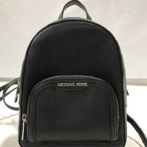 Michael Kors Black Pebbled Leather Small Backpack